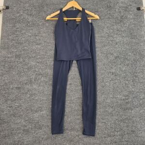 Nama Set S/M Bodybutter V Neck Tank Contour Leggings Blue Yoga Gym Pilates Cute